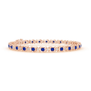 2.5mm AAAA S Curl Sapphire and Diamond Tennis Bracelet in 9K Rose Gold