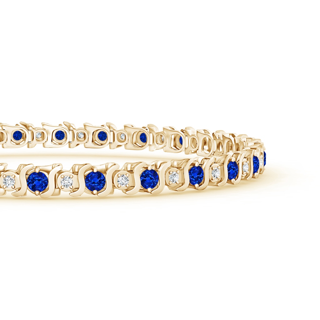 2.5mm AAAA S Curl Sapphire and Diamond Tennis Bracelet in Yellow Gold Side-1