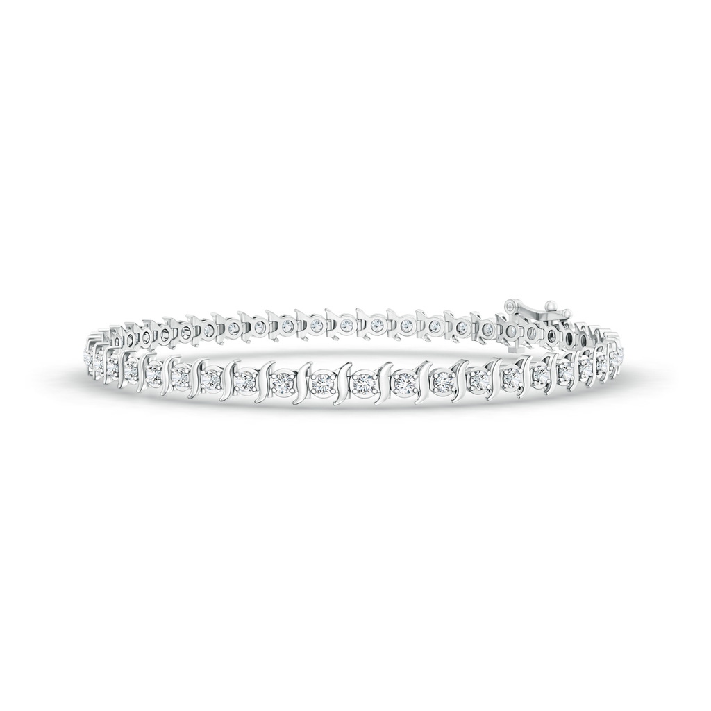 1.3mm GVS2 S Curl Block Harmony Diamond Tennis Bracelet in 10K White Gold 