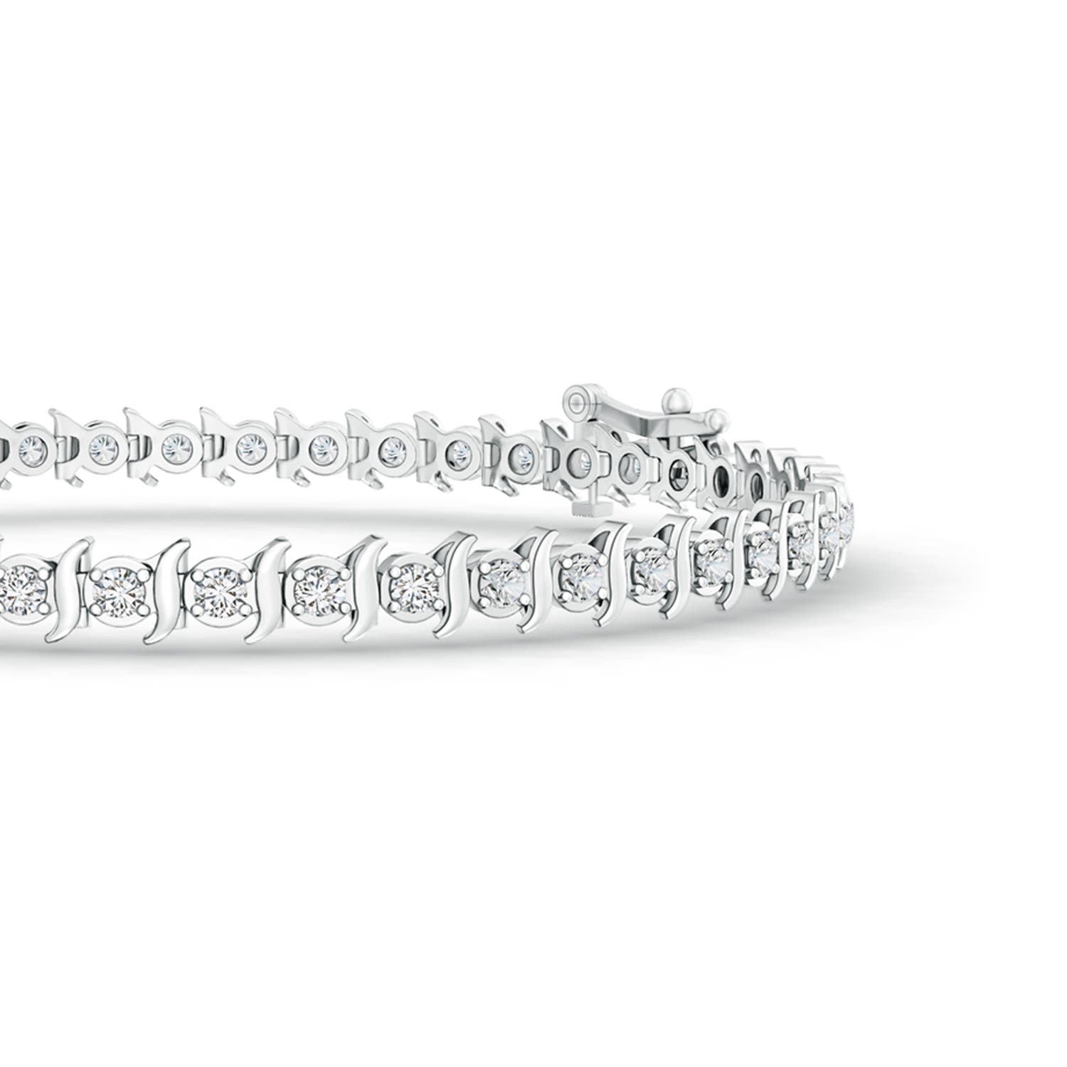1.3mm HSI2 S Curl Block Harmony Diamond Tennis Bracelet in White Gold - side 1