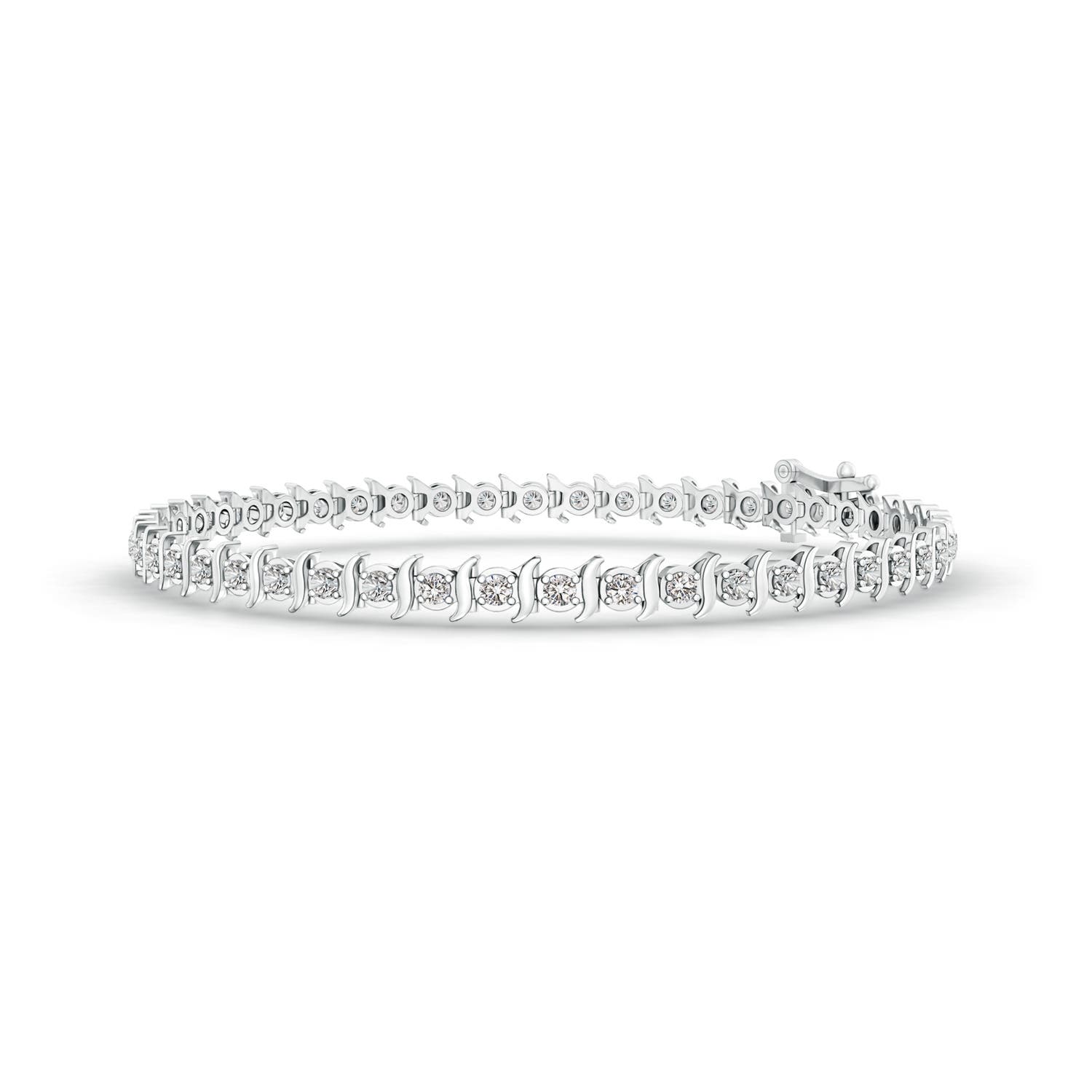 1.3mm IJI1I2 S Curl Block Harmony Diamond Tennis Bracelet in White Gold