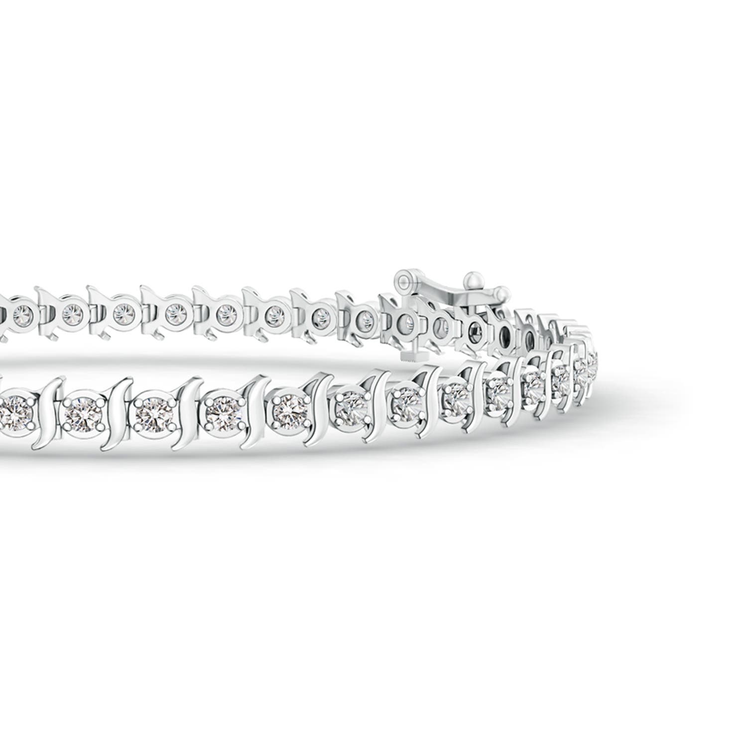 1.3mm IJI1I2 S Curl Block Harmony Diamond Tennis Bracelet in White Gold