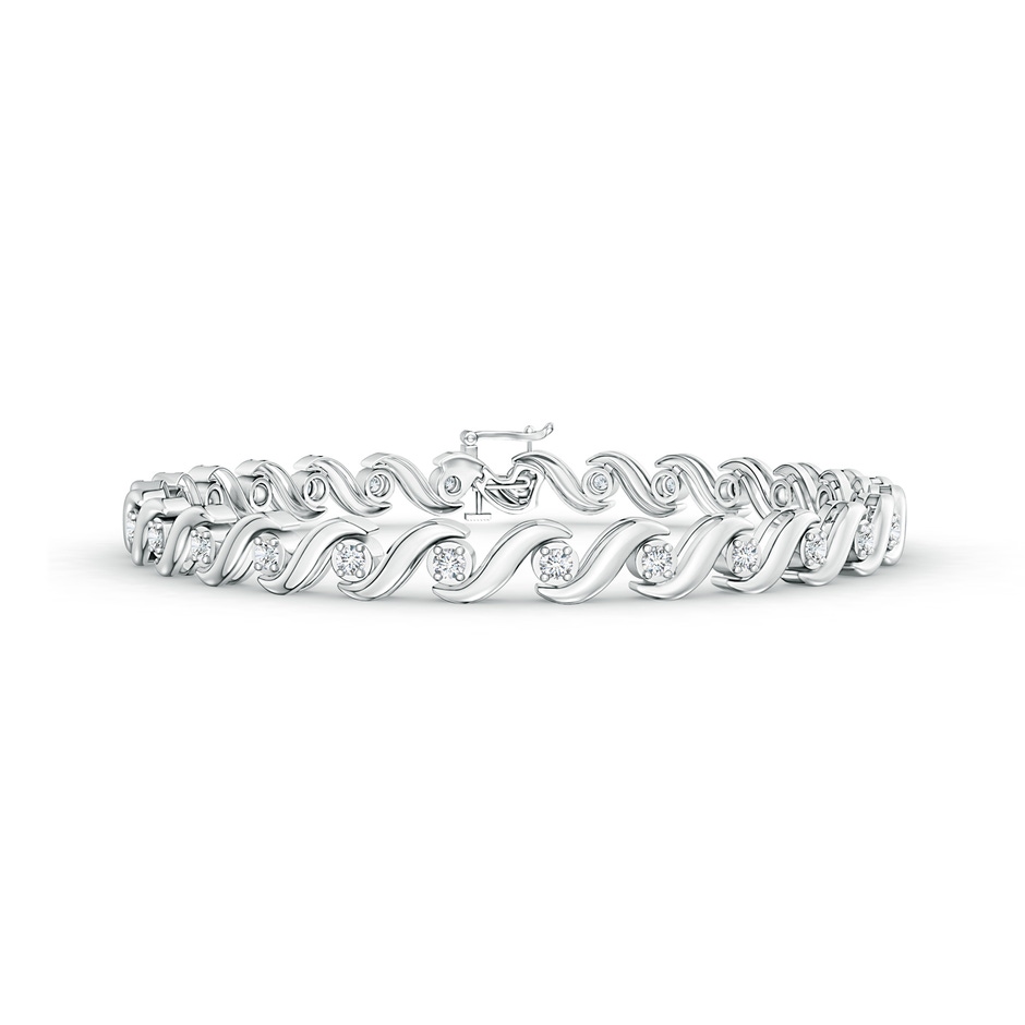 1.3mm GVS2 S Swirl Link Illusion Diamond Tennis Bracelet in 9K White Gold 