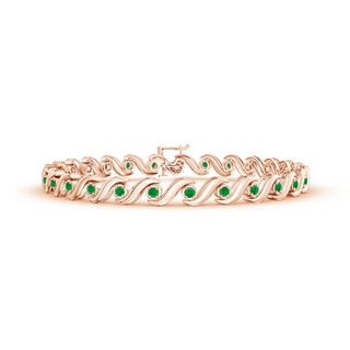 1.3mm AA S Swirl Link Illusion Emerald Tennis Bracelet in 10K Rose Gold