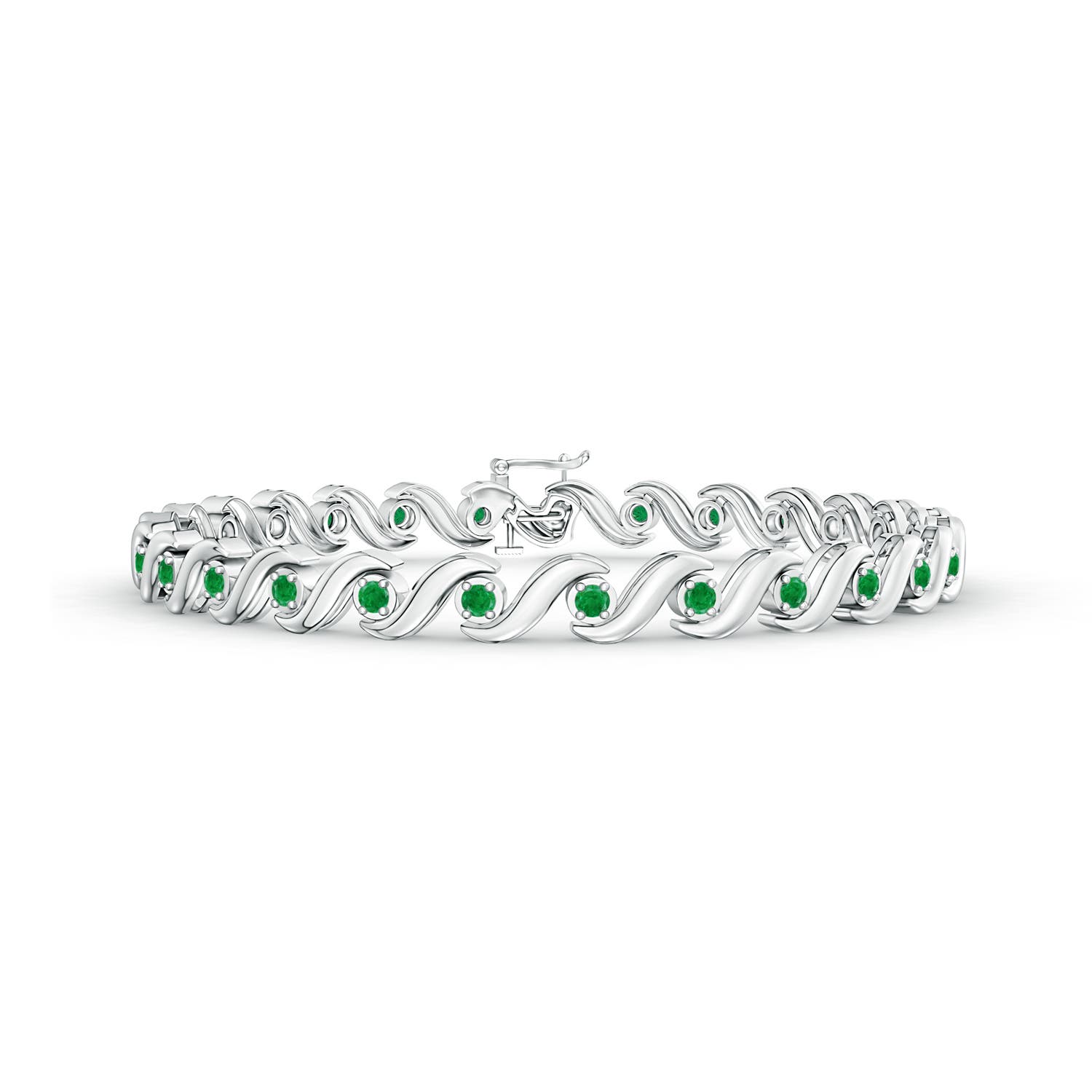 S Swirl Link Illusion Emerald Tennis Bracelet