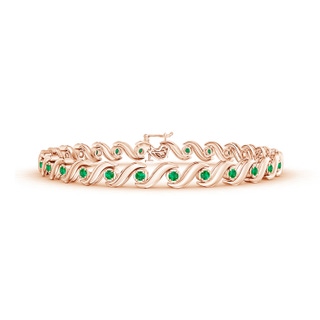 1.3mm AAA S Swirl Link Illusion Emerald Tennis Bracelet in 10K Rose Gold
