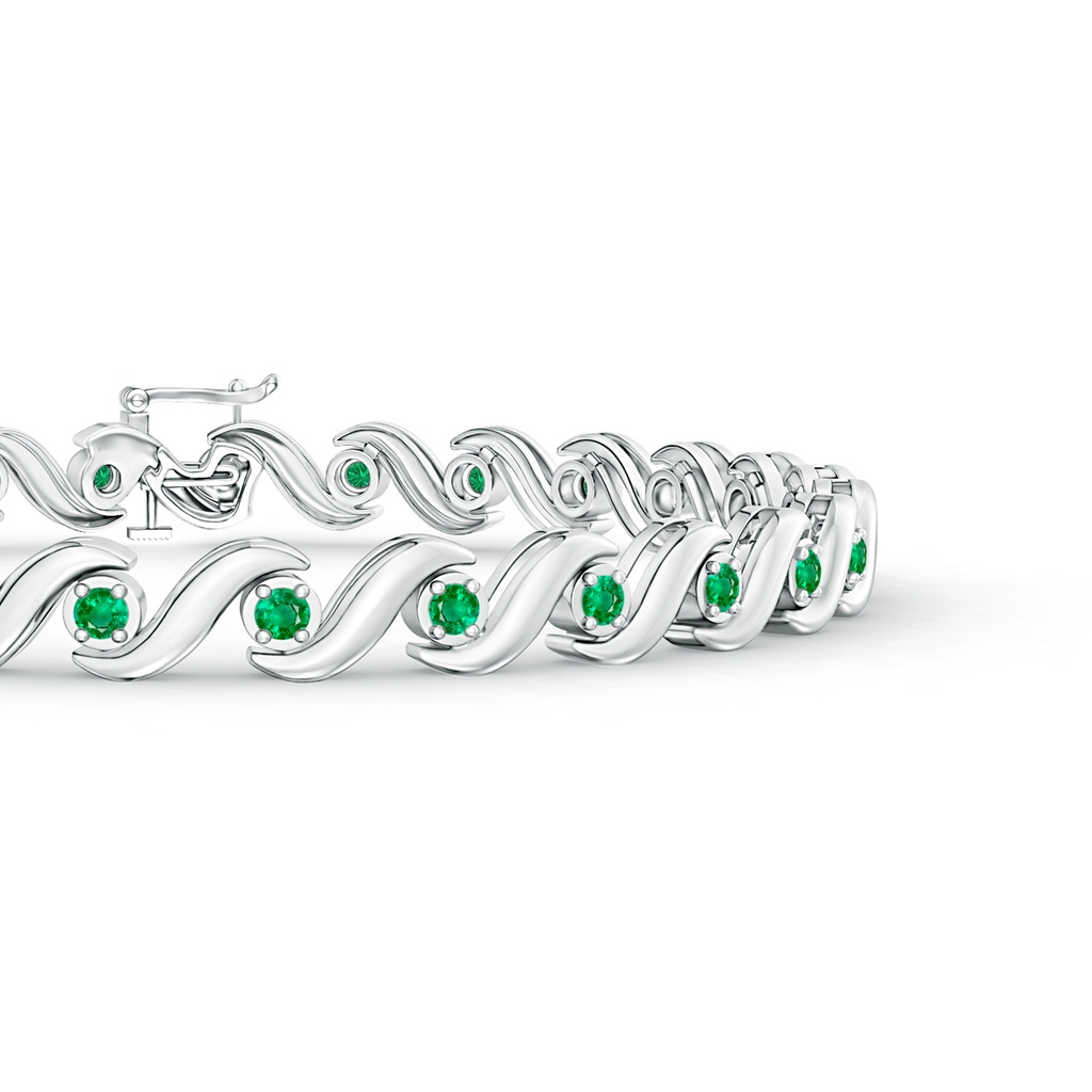 1.3mm AAA S Swirl Link Illusion Emerald Tennis Bracelet in White Gold - side 199