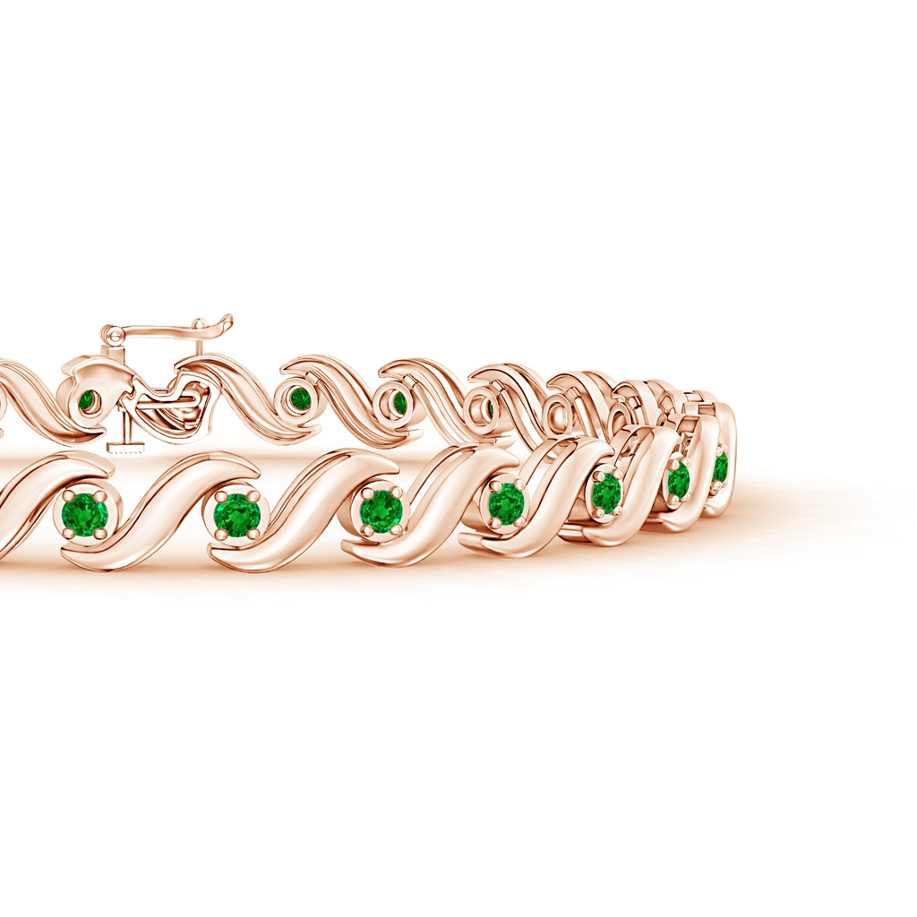 1.3mm AAAA S Swirl Link Illusion Emerald Tennis Bracelet in Rose Gold - side 199