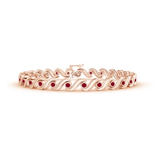 1.3mm AA S Swirl Link Illusion Ruby Tennis Bracelet in 9K Rose Gold