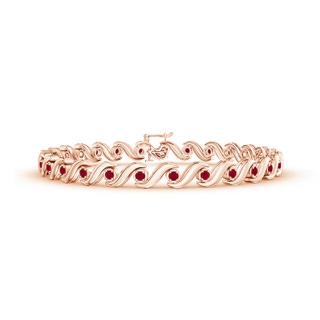 1.3mm AA S Swirl Link Illusion Ruby Tennis Bracelet in Rose Gold