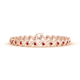 1.3mm AAA S Swirl Link Illusion Ruby Tennis Bracelet in Rose Gold