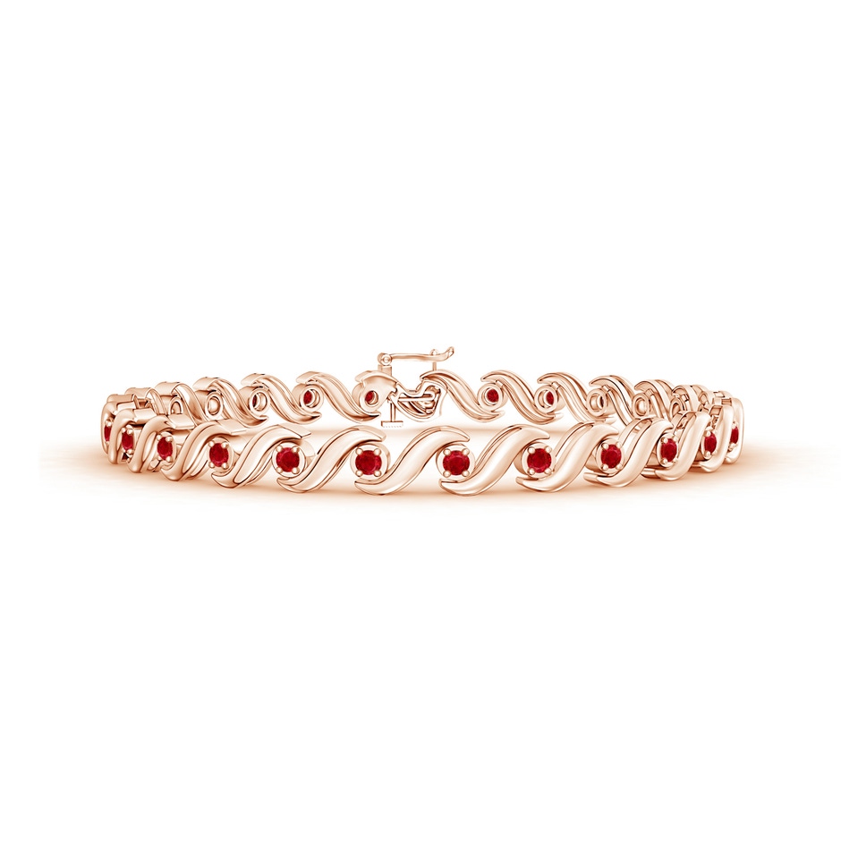 1.3mm AAA S Swirl Link Illusion Ruby Tennis Bracelet in Rose Gold 