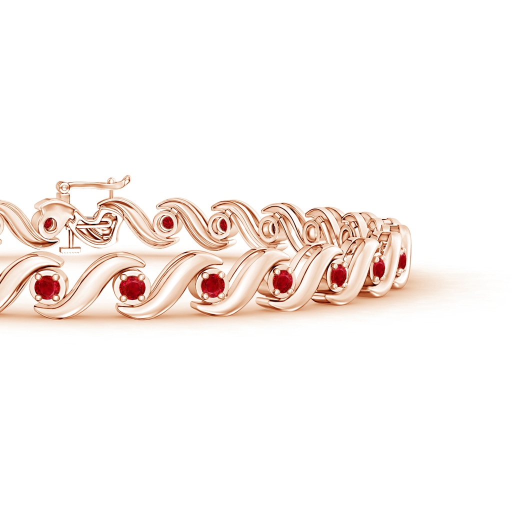 1.3mm AAA S Swirl Link Illusion Ruby Tennis Bracelet in Rose Gold Side 199