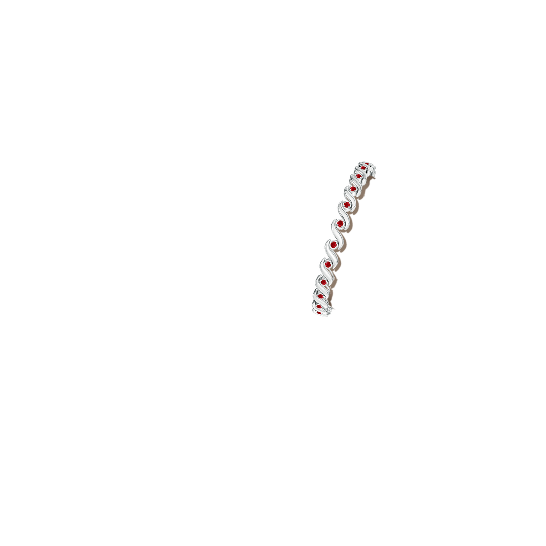 1.3mm AAA S Swirl Link Illusion Ruby Tennis Bracelet in White Gold - body_arm