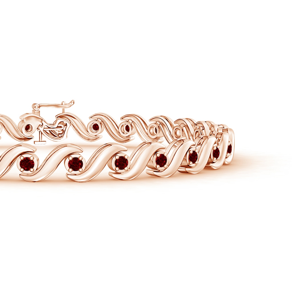 1.3mm AAAA S Swirl Link Illusion Ruby Tennis Bracelet in Rose Gold - side 199