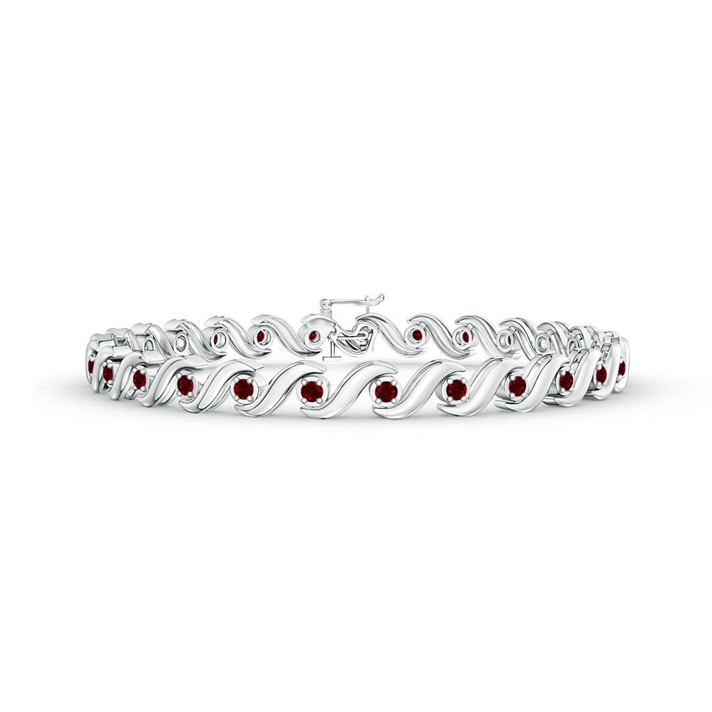 1.3mm AAAA S Swirl Link Illusion Ruby Tennis Bracelet in White Gold