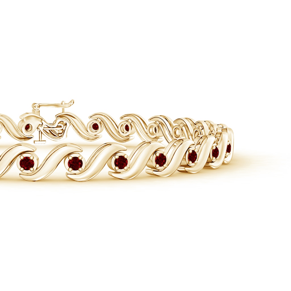 1.3mm AAAA S Swirl Link Illusion Ruby Tennis Bracelet in Yellow Gold - side 199