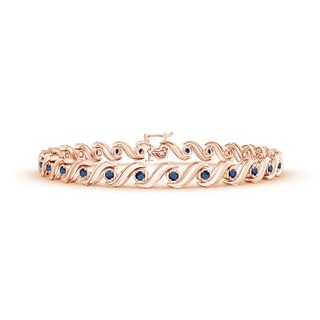 1.3mm AA S Swirl Link Illusion Blue Sapphire Tennis Bracelet in 10K Rose Gold