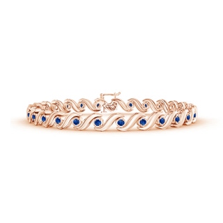 1.3mm AAA S Swirl Link Illusion Blue Sapphire Tennis Bracelet in 10K Rose Gold