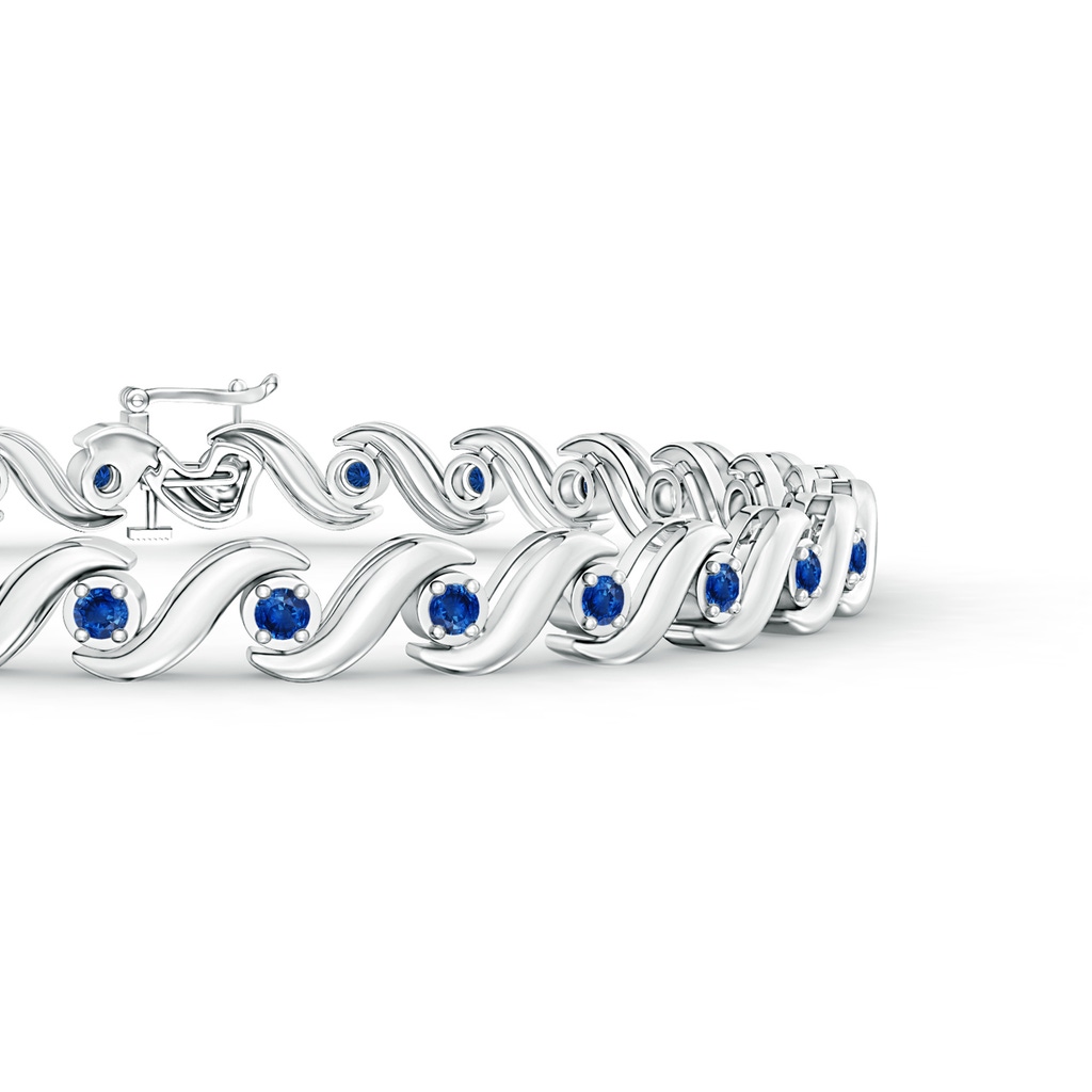 1.3mm AAA S Swirl Link Illusion Blue Sapphire Tennis Bracelet in White Gold Side 199