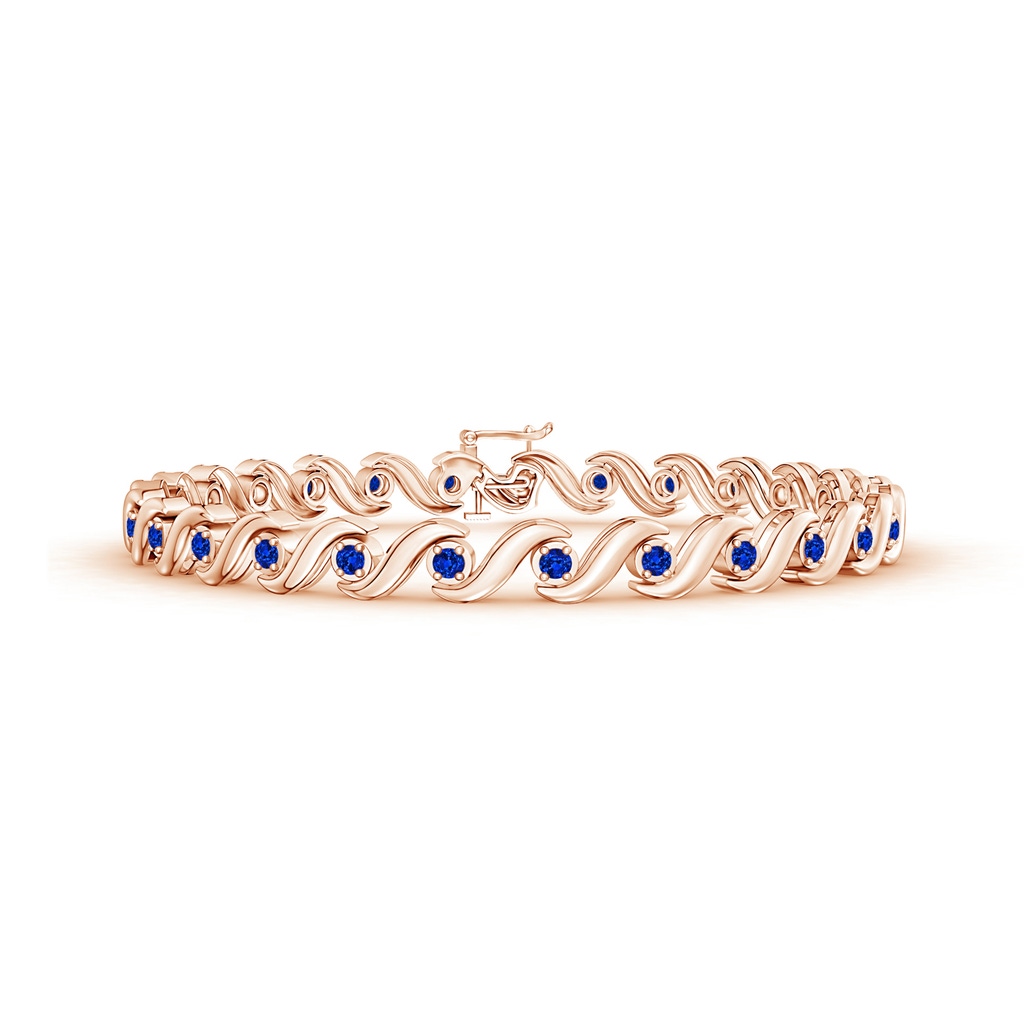 1.3mm AAAA S Swirl Link Illusion Blue Sapphire Tennis Bracelet in Rose Gold
