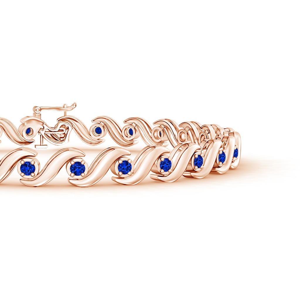 1.3mm AAAA S Swirl Link Illusion Blue Sapphire Tennis Bracelet in Rose Gold - side 199