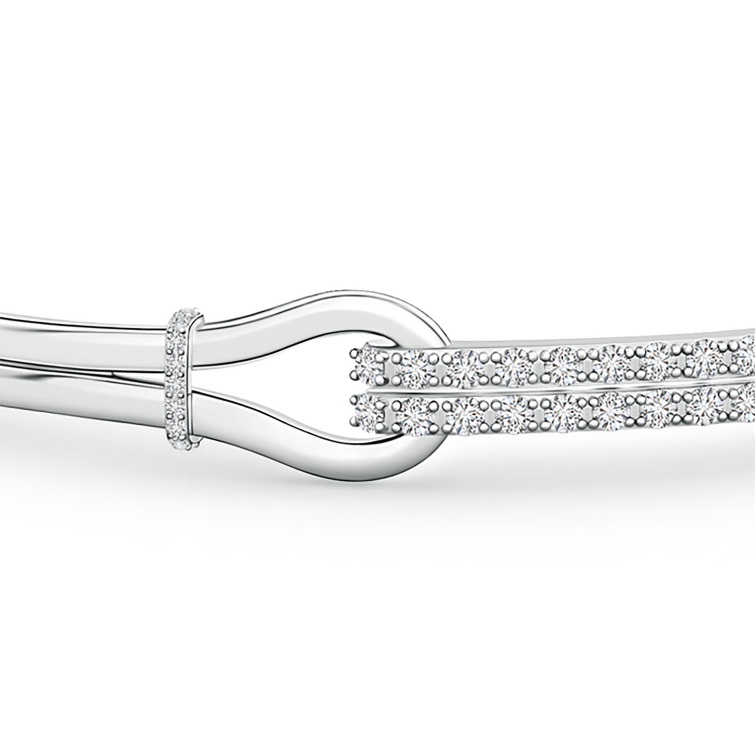 2mm HSI2 Diamond Encrusted Interlocking Love Knot Bracelet in White Gold - side 1