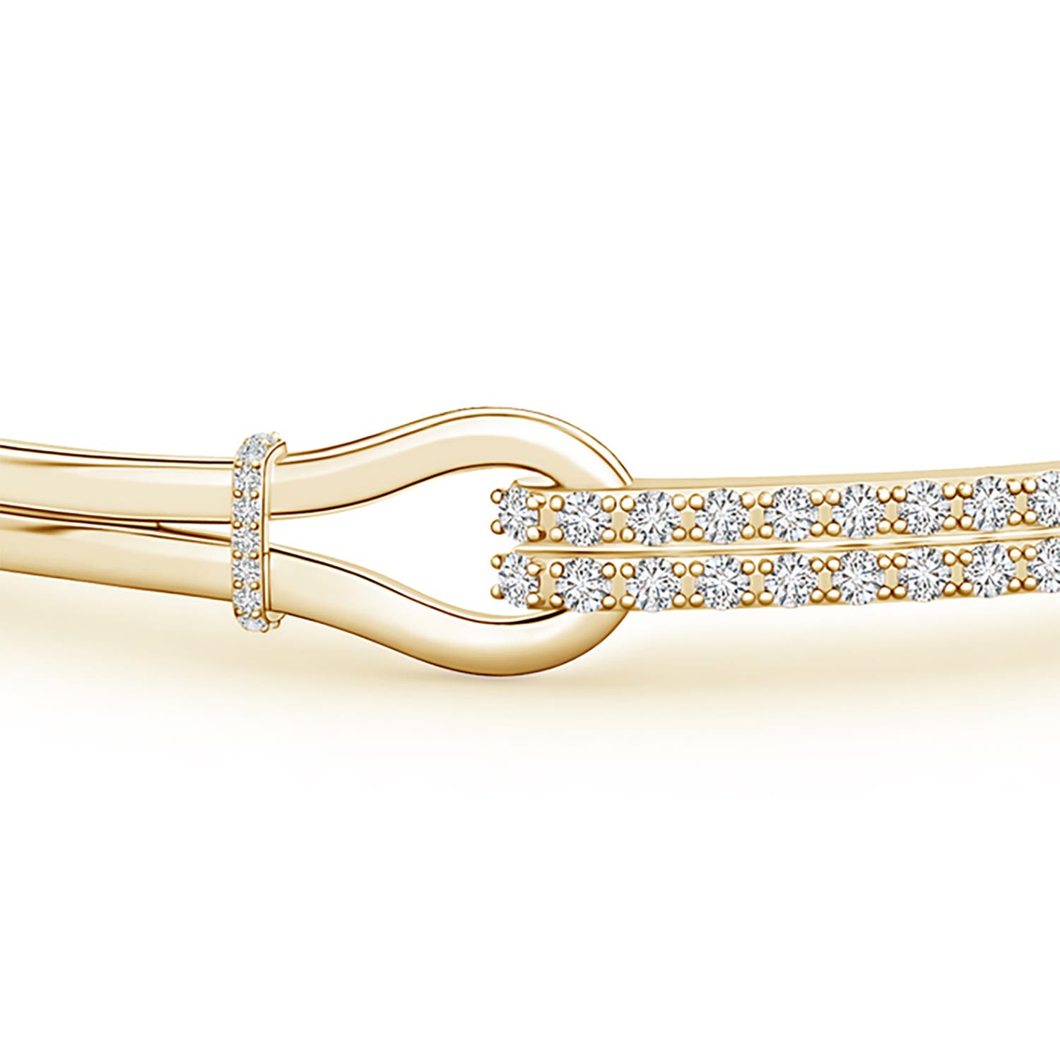 2mm HSI2 Diamond Encrusted Interlocking Love Knot Bracelet in Yellow Gold - side 1