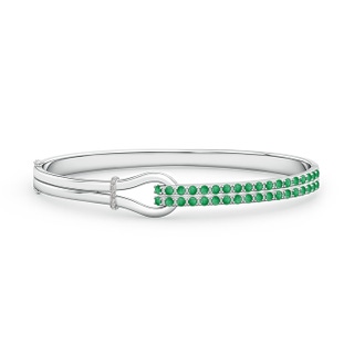 2mm A Emerald Encrusted Interlocking Love Knot Bracelet in White Gold