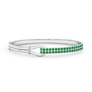 2mm AA Emerald Encrusted Interlocking Love Knot Bracelet in White Gold