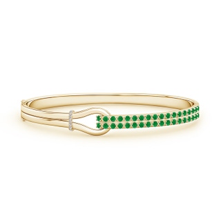 2mm AA Emerald Encrusted Interlocking Love Knot Bracelet in Yellow Gold