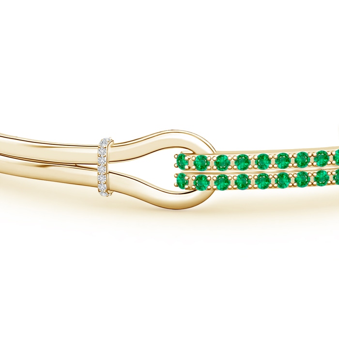 2mm AAA Emerald Encrusted Interlocking Love Knot Bracelet in Yellow Gold Product Image