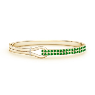 2mm AAAA Emerald Encrusted Interlocking Love Knot Bracelet in Yellow Gold
