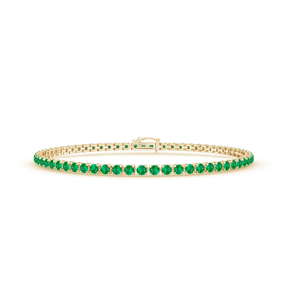 2.2mm AAA Emerald Eternity Tennis Bracelet in Yellow Gold 