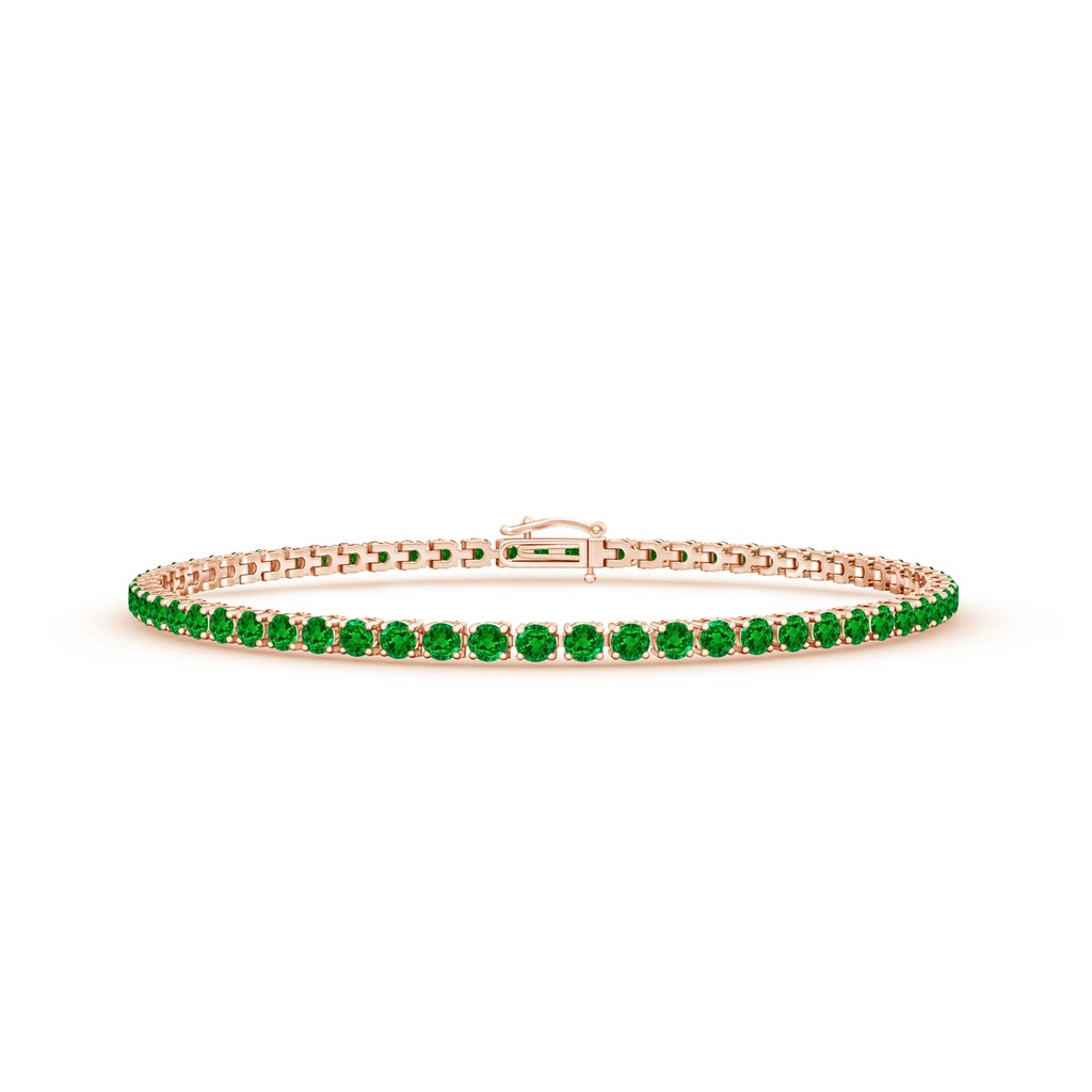 2.2mm AAAA Emerald Eternity Tennis Bracelet in Rose Gold 