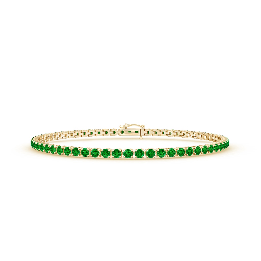 2.2mm AAAA Emerald Eternity Tennis Bracelet in Yellow Gold