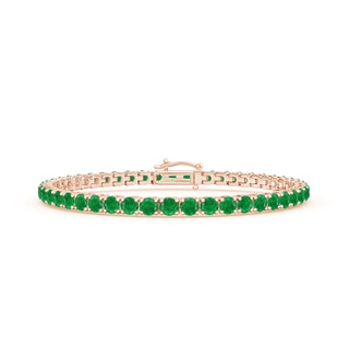 3.5mm AA Emerald Eternity Tennis Bracelet in 9K Rose Gold