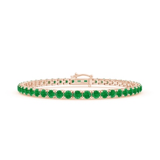 3.5mm AA Emerald Eternity Tennis Bracelet in Rose Gold