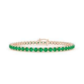 3.5mm AAA Emerald Eternity Tennis Bracelet in 10K Rose Gold