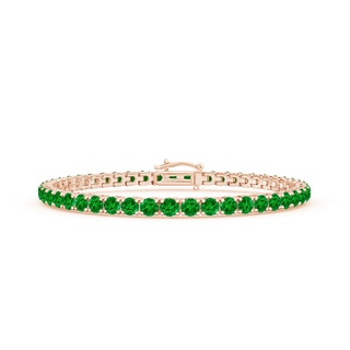 3.5mm AAAA Emerald Eternity Tennis Bracelet in Rose Gold