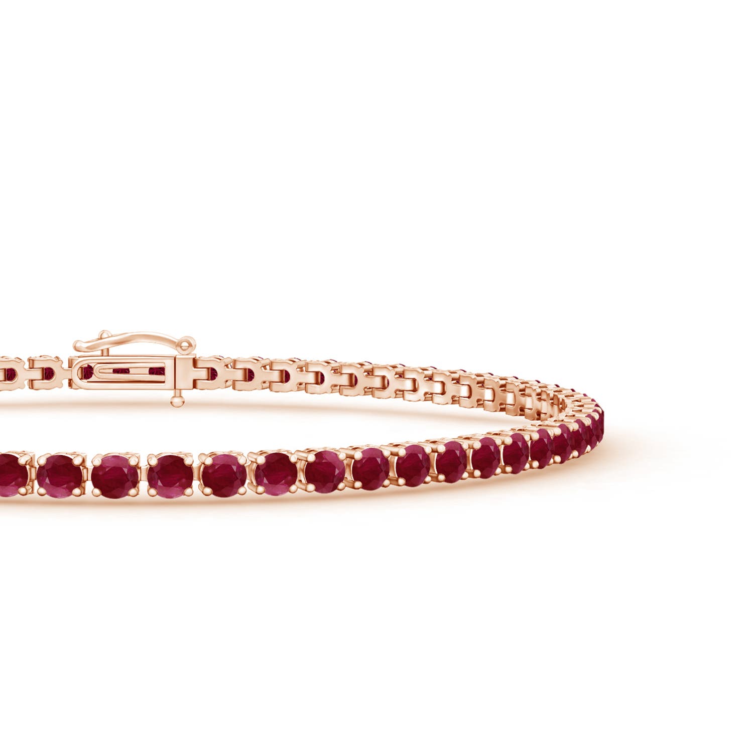 2.2mm A Ruby Eternity Tennis Bracelet in Rose Gold