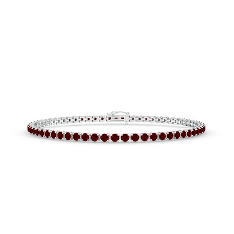 2.2mm AAAA Ruby Eternity Tennis Bracelet in White Gold