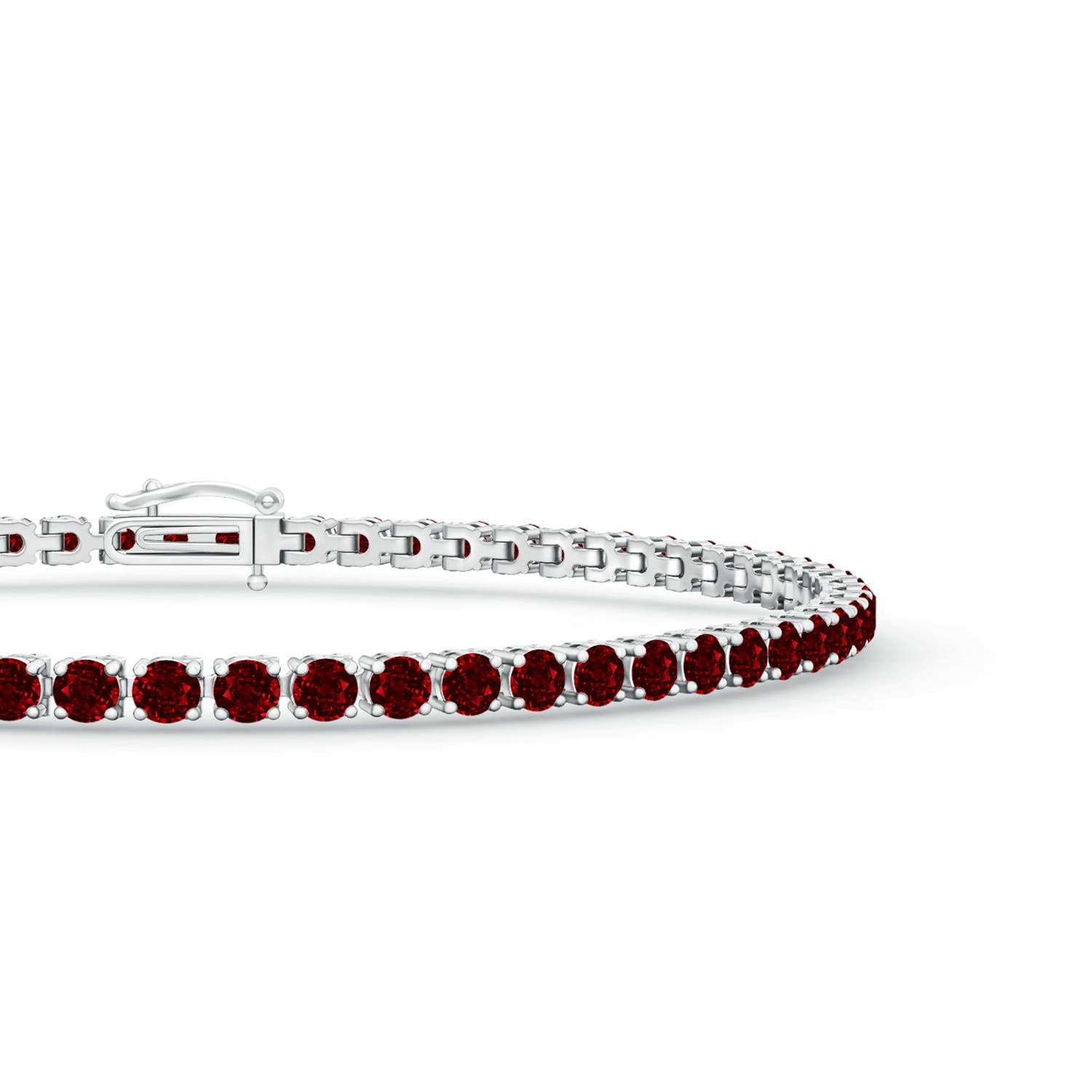 2.2mm AAAA Ruby Eternity Tennis Bracelet in White Gold - side 2