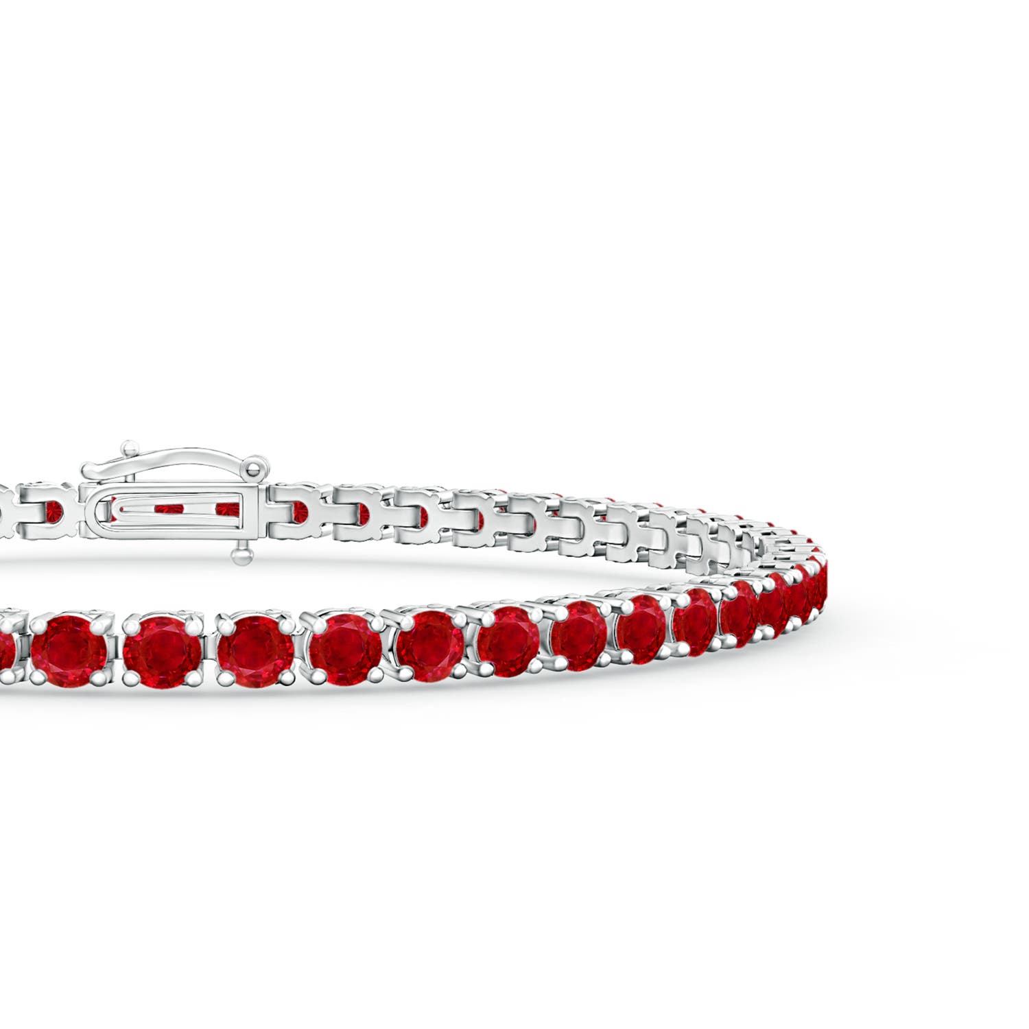 2.9mm AAA Ruby Eternity Tennis Bracelet in White Gold - side 2