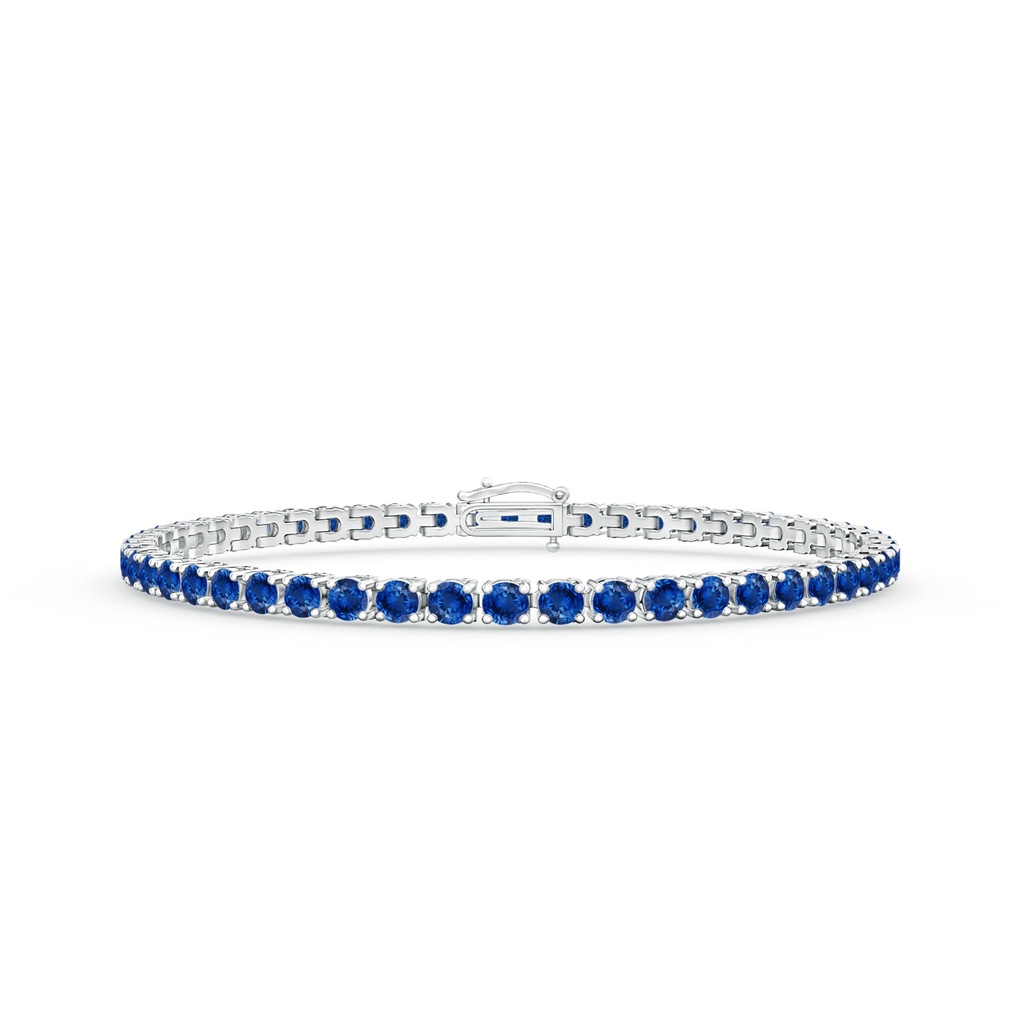 2.9mm AAA Blue Sapphire Eternity Tennis Bracelet in White Gold