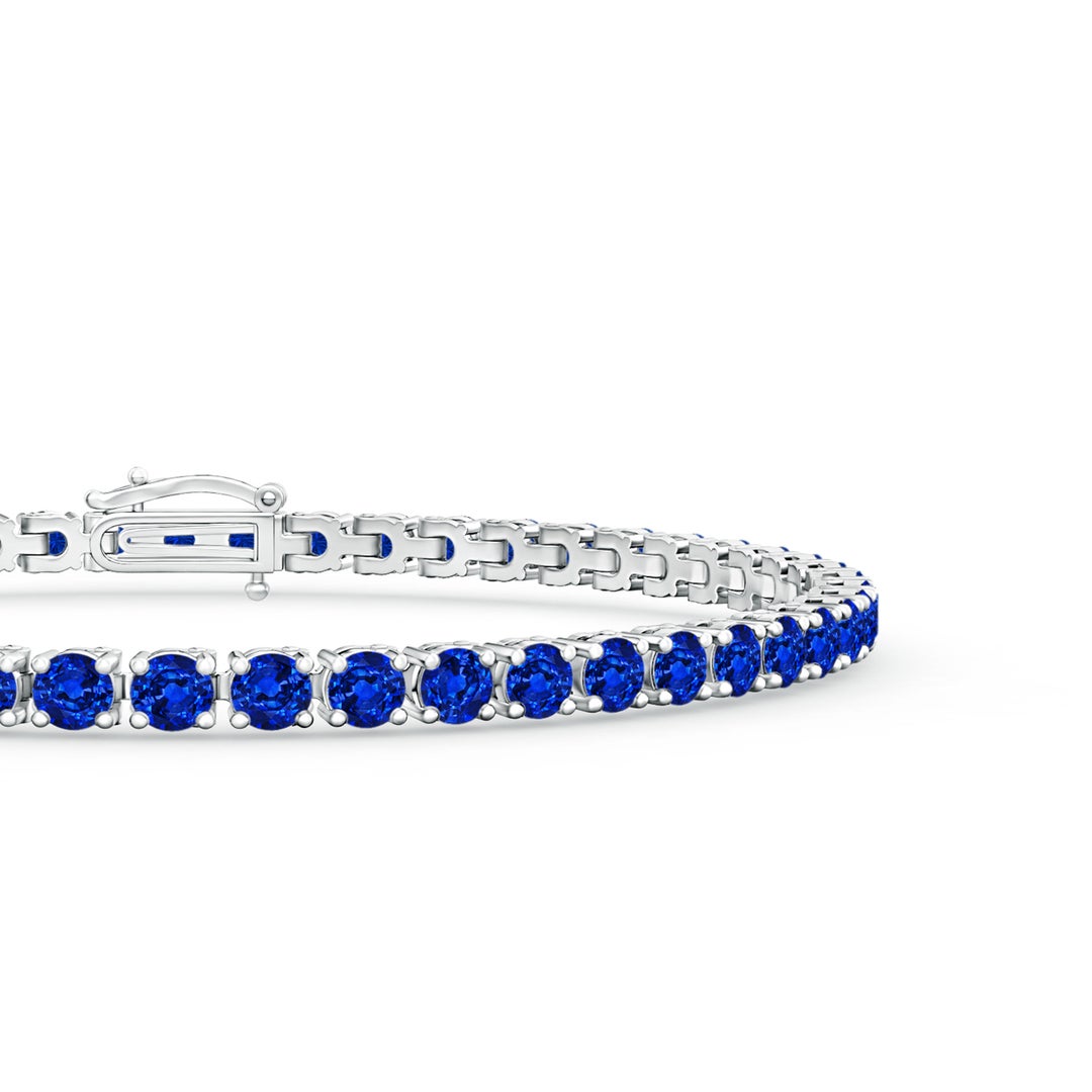 2.9mm AAAA Blue Sapphire Eternity Tennis Bracelet in White Gold - side 2