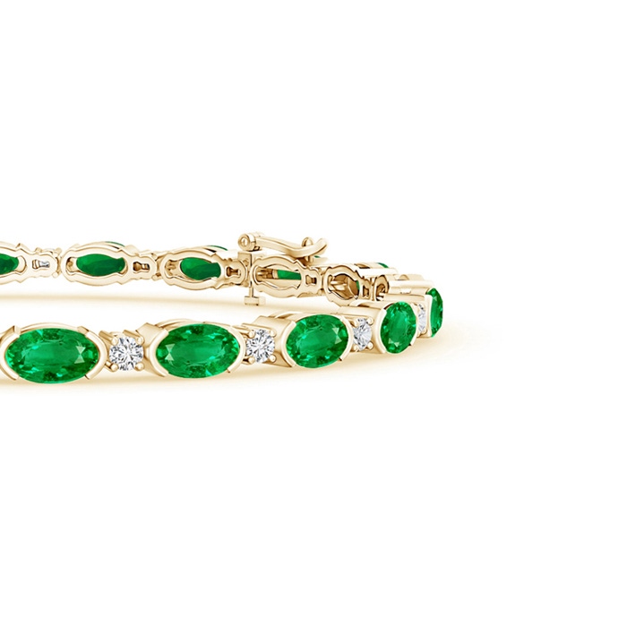5x3mm AAA Semi Bezel-Set Oval Emerald and Diamond Tennis Bracelet in Yellow Gold Product Image