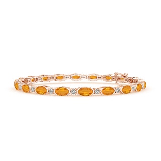 5x3mm A Semi Bezel-Set Oval Orange Sapphire & Diamond Tennis Bracelet in Rose Gold