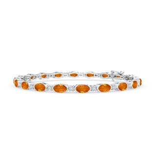 5x3mm AAA Semi Bezel-Set Oval Orange Sapphire & Diamond Tennis Bracelet in White Gold