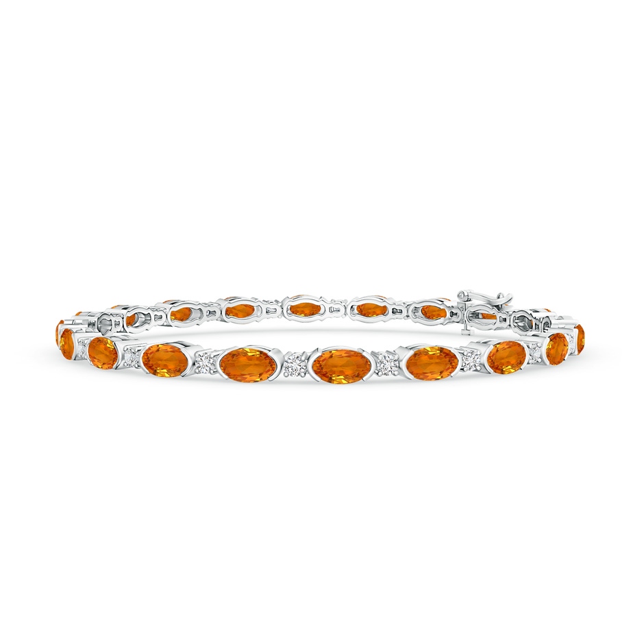 5x3mm AAA Semi Bezel-Set Oval Orange Sapphire & Diamond Tennis Bracelet in White Gold 